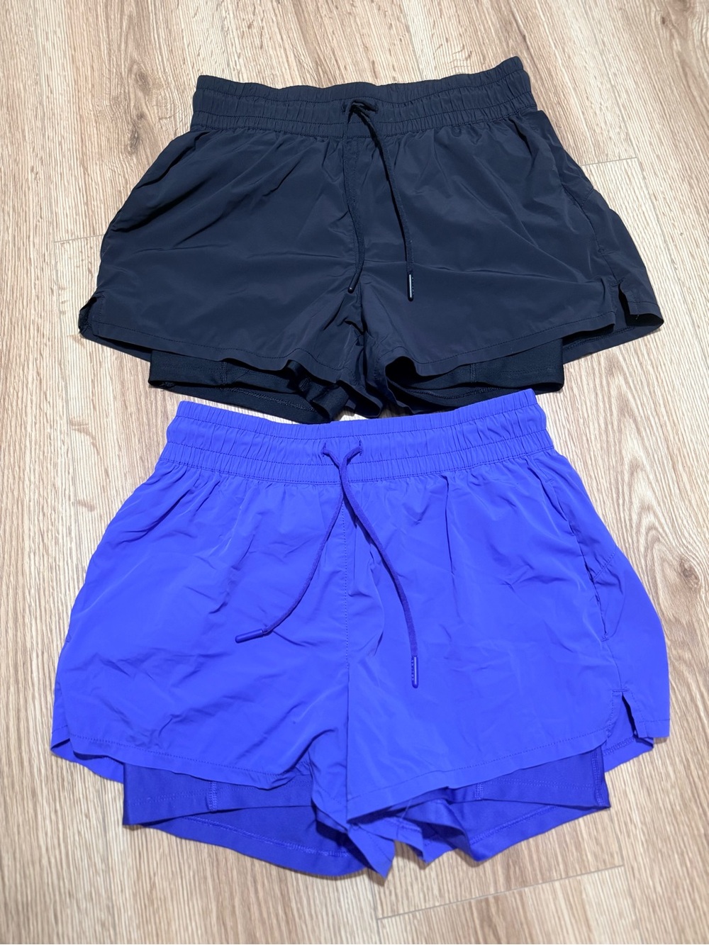 Spyder Active Women's 2 in 1 Running Shorts Bundle of 2 Black Cobalt Blue Size S